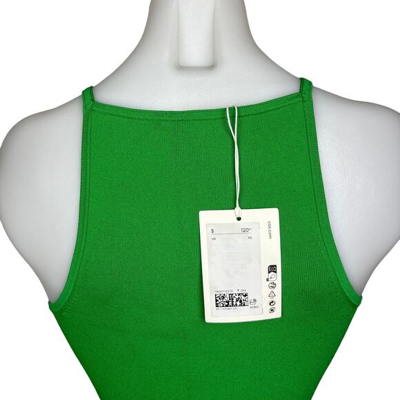 COS NWT Green Sleeveless High Neck Pullover Stretch Mini Bodycon Dress Size XS - Picture 9 of 13